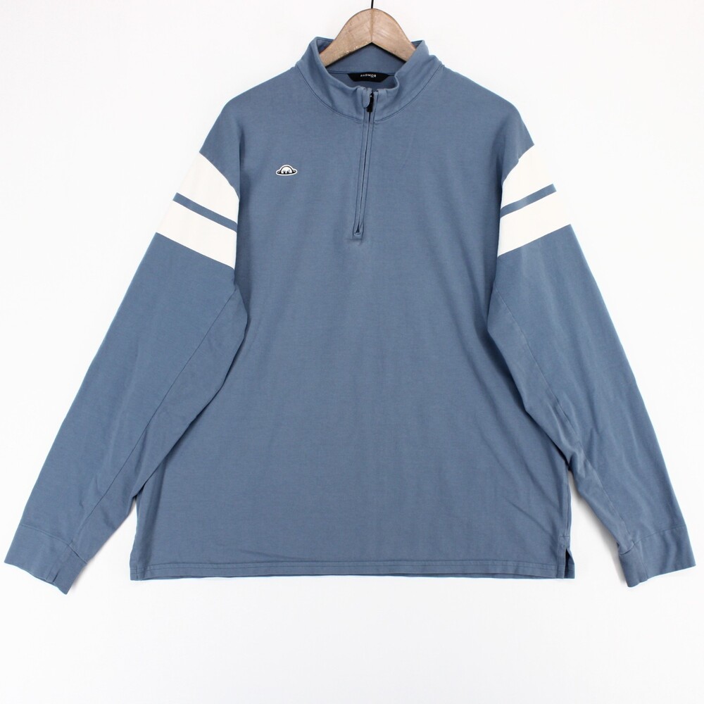 Radmor Pullover Mens XXL Blue Striped Quarter Zip Pima Cotton Golf Mock